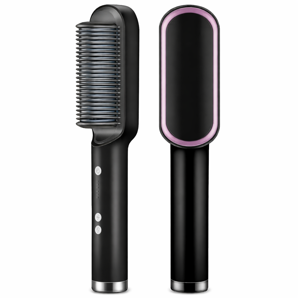 Heated Hair Straightening Comb – Electric Hair Straightener Brush | Pack of 1, Random Color