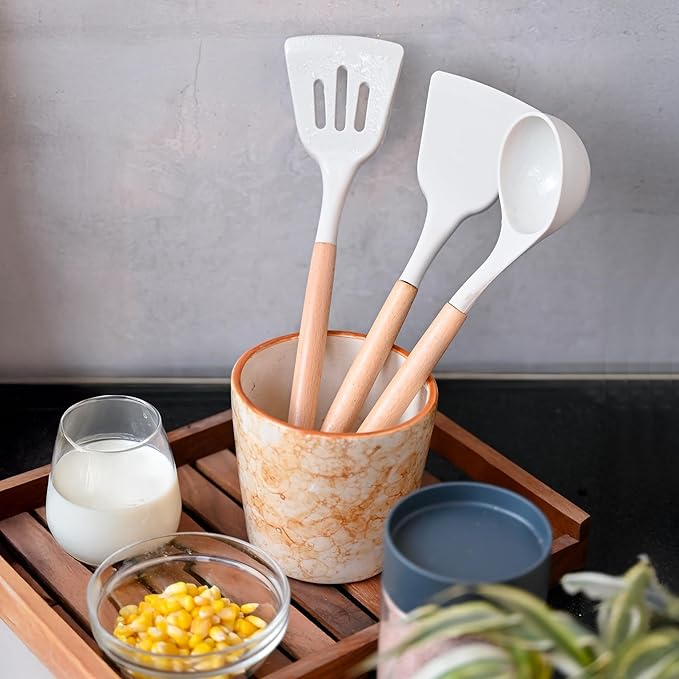 Silicone Spatula Set Non-Stick Heat-Resistant Spatulas With Wooden Handle (PACK OF 3)