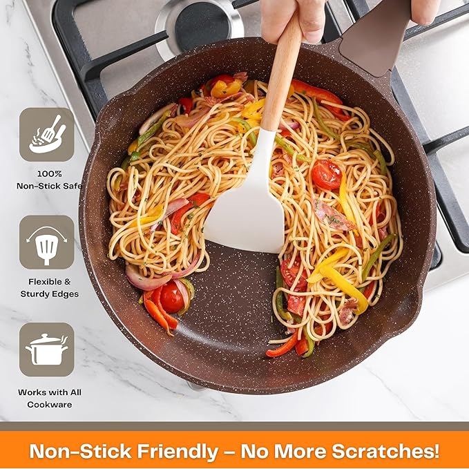 Silicone Spatula Set Non-Stick Heat-Resistant Spatulas With Wooden Handle (PACK OF 3)