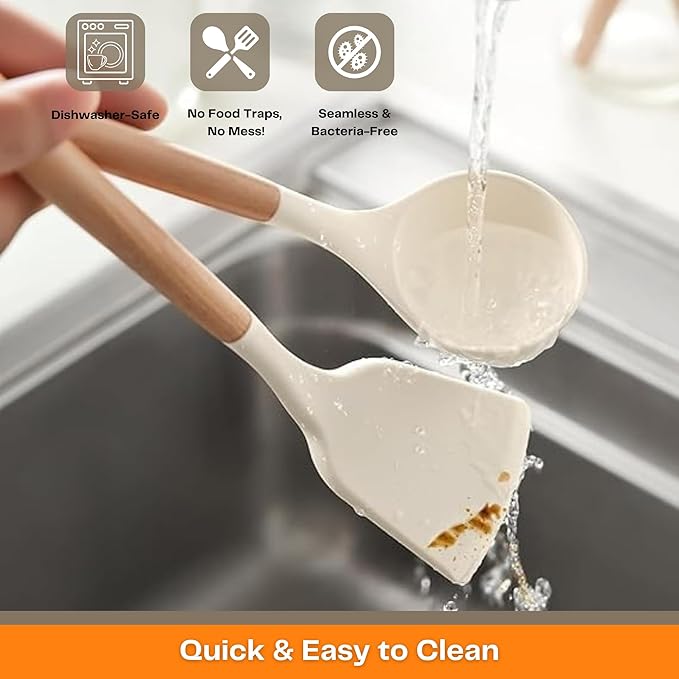 Silicone Spatula Set Non-Stick Heat-Resistant Spatulas With Wooden Handle (PACK OF 3)