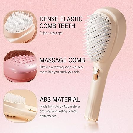 Self-Cleaning Hair Brush – Easy Detangling & Hair Styling Brush for Men & Women | Pack of 1, Random Color