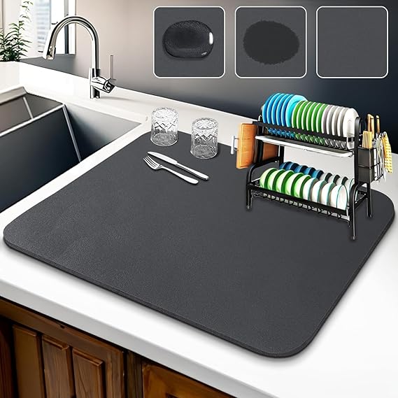 Absorbent Kitchen Drying Mat – Quick-Dry Anti-Stain Countertop & Dish Drying Mat | Pack of 2