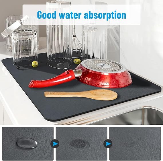 Absorbent Kitchen Drying Mat – Quick-Dry Anti-Stain Countertop & Dish Drying Mat | Pack of 2
