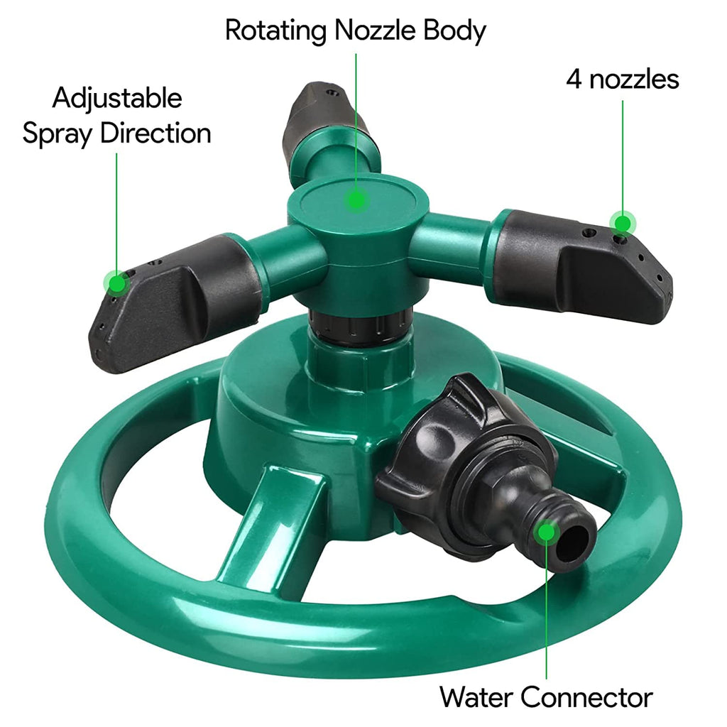 Automatic 360° Lawn Sprinkler – 3-Arm 4-Nozzle Rotating Water Sprayer for Garden, Plants & Yard Irrigation | CL-NE-5533