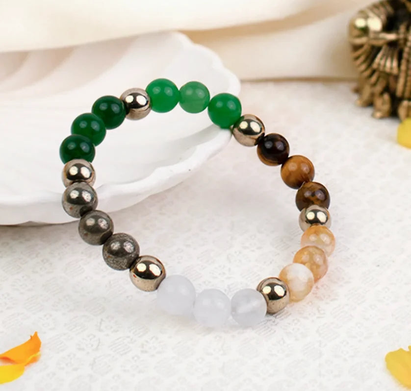Mix Stone Dhan Yog Bracelet – Traditional Multi-Stone Beaded Bracelet for Men & Women | Pack of 1