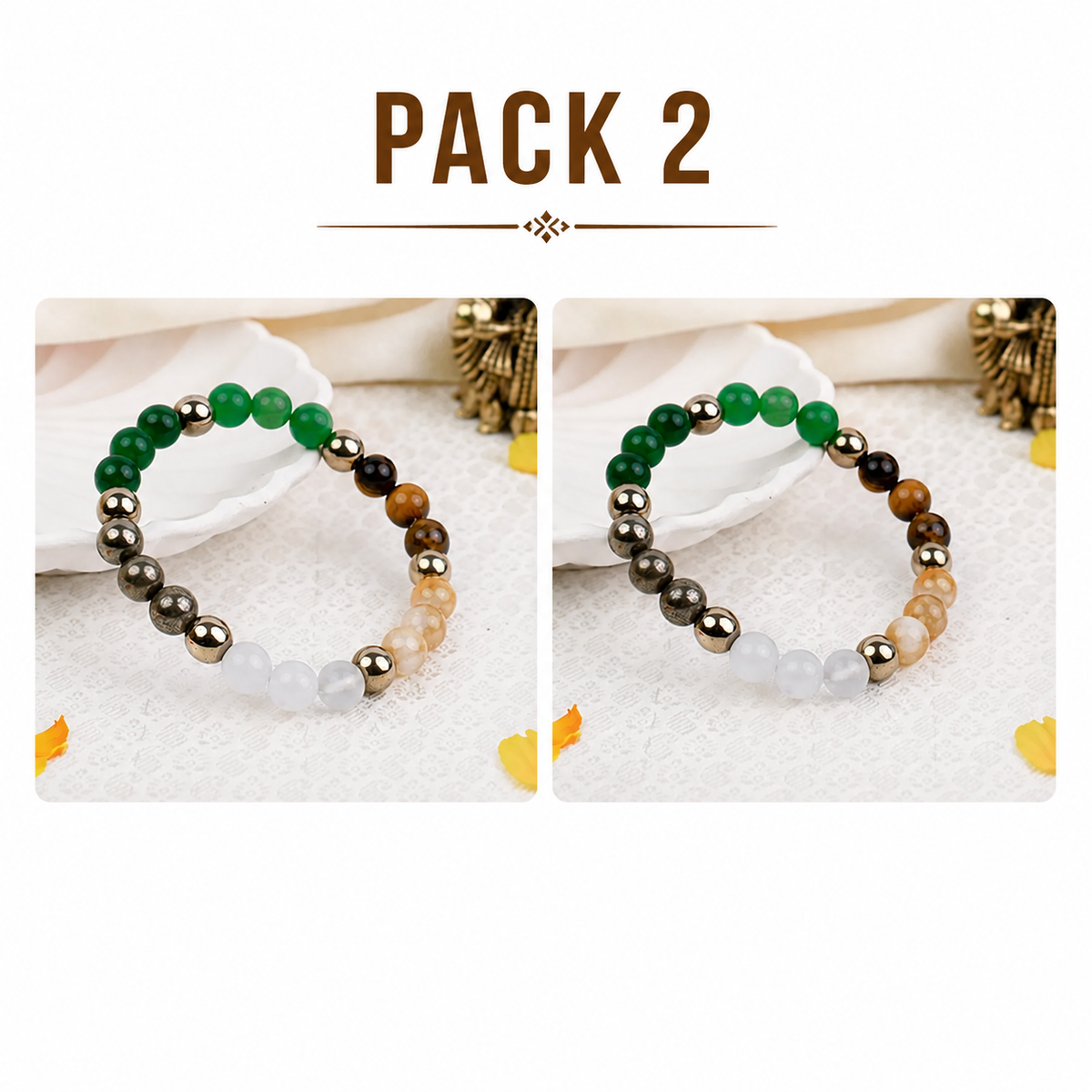 Mix Stone Dhan Yog Bracelet – Natural Stone Style Spiritual Bracelet for Positive Energy & Daily Wear | Pack of 2