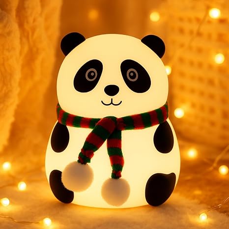 Cute Panda Night Light for Kids – Soft Silicone LED Lamp with Tap Control, Portable Bedside & Nursery Light