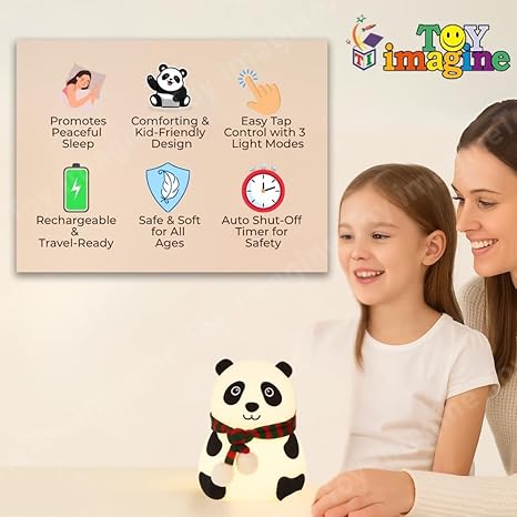 Cute Panda Night Light for Kids – Soft Silicone LED Lamp with Tap Control, Portable Bedside & Nursery Light