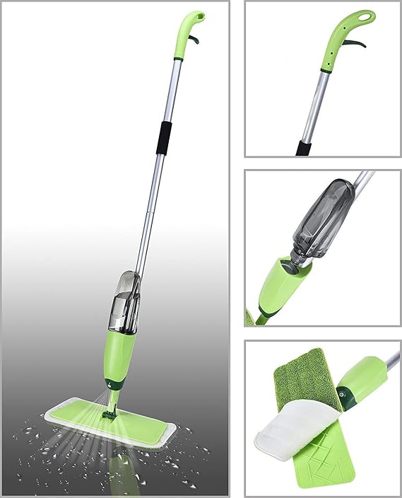 Spray Mop for Floor Cleaning – Refillable Water Spray Mop with Removable Washable Microfiber Pad for Home & Kitchen