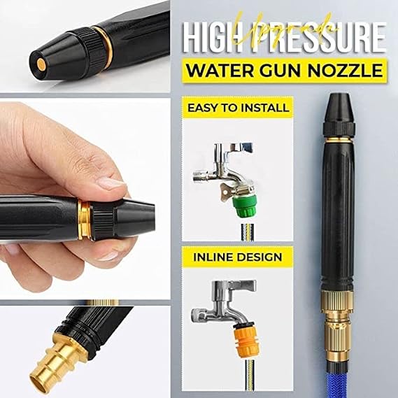 High Pressure Water Spray Gun Nozzle – Adjustable Water Jet Hose Nozzle for Gardening, Car & Bike Washing, Window & Outdoor Cleaning