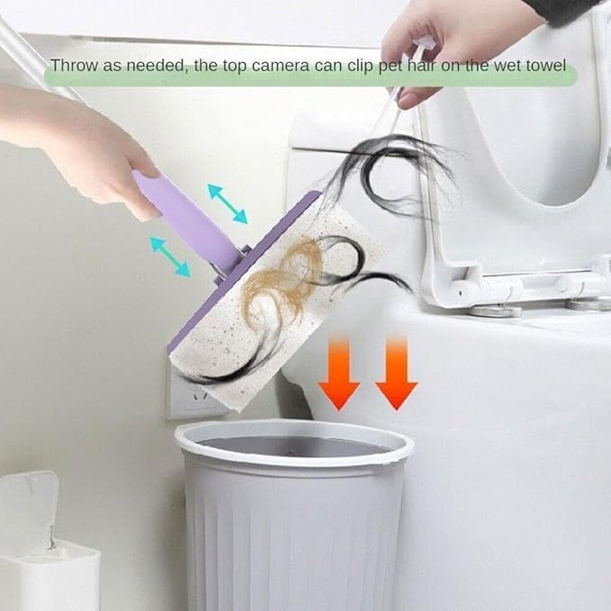 Floor Cleaner Tissue Clip Mop – Long Handle Automatic Cloth-Changing Floor Mop for Home, Kitchen & Bathroom