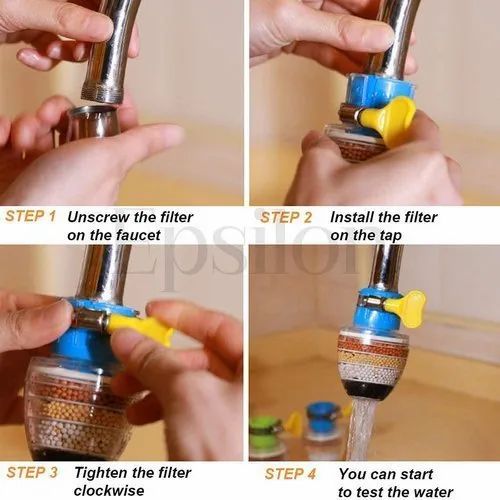 3-Layer Water Filter Faucet Tap & Purifier – Splash-Proof Water Filter Attachment for Kitchen & Home | Pack of 2