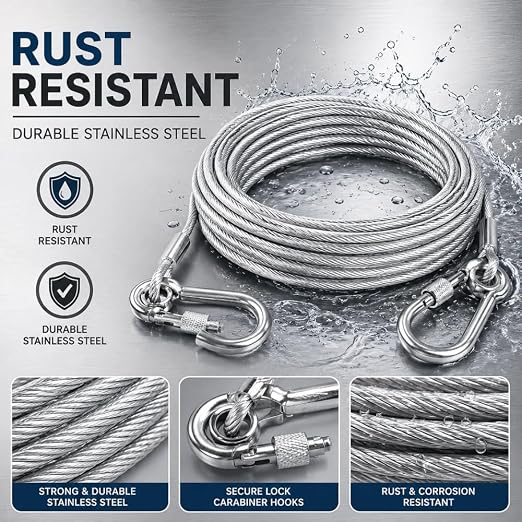 Stainless Steel Clothes Drying Rope with Hooks – 5 Meter Retractable & Portable Laundry Drying Line for Home, Travel & Outdoor Use