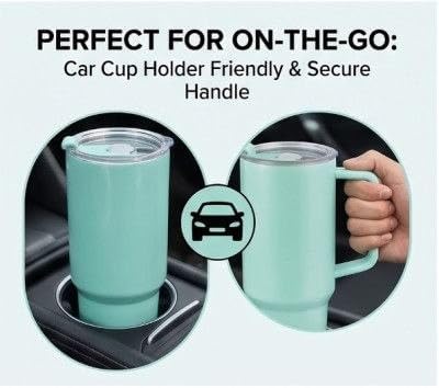 1200ml Insulated Plastic Tumbler with Handle – Large Reusable Water Bottle & Travel Drinking Cup | Assorted Colors