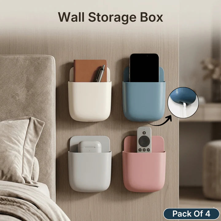 Wall Stand Organizer – Self-Adhesive Wall-Mount Storage Holder for Mobile, Remote & Small Accessories | Pack of 4