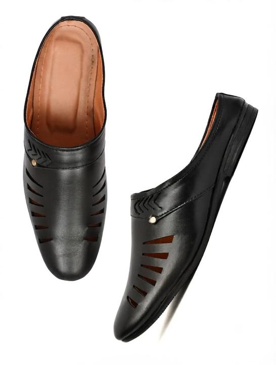 Men’s Black Slip-On Casual Loafers with Stylish Cut-Out Design