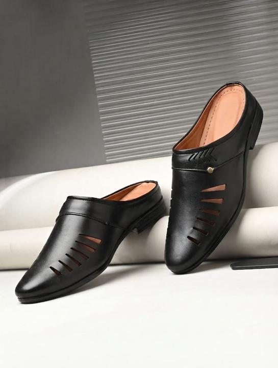 Men’s Black Slip-On Casual Loafers with Stylish Cut-Out Design