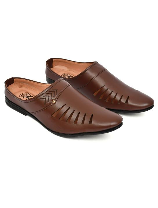 Men’s Brown Slip-On Casual Loafers – Stylish Cut-Out Design & Comfortable Fit