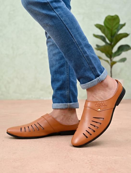 Men’s Tan Slip-On Casual Loafers – Stylish Cut-Out Design & Comfortable Fit