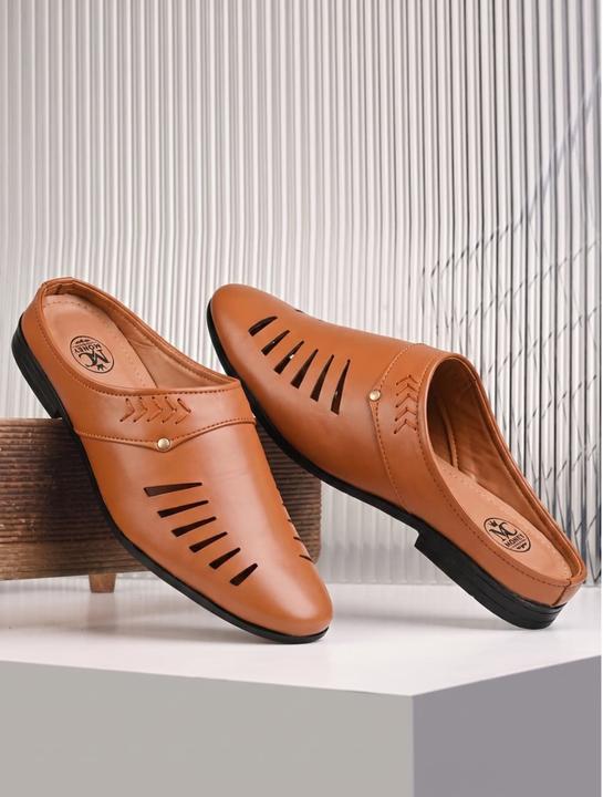 Men’s Tan Slip-On Casual Loafers – Stylish Cut-Out Design & Comfortable Fit