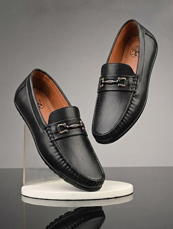 Men’s Premium Black Synthetic Leather Horsebit Loafers – Stylish & Elegant Footwear