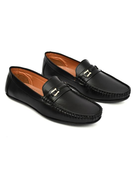 Men’s Premium Black Synthetic Leather Horsebit Loafers – Stylish & Elegant Footwear
