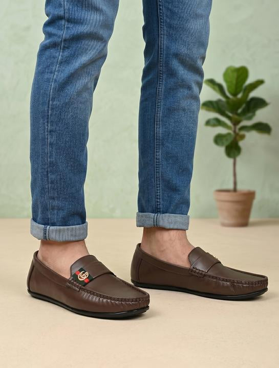 Men’s Premium Brown Synthetic Leather Horsebit Loafers – Stylish & Elegant Footwear