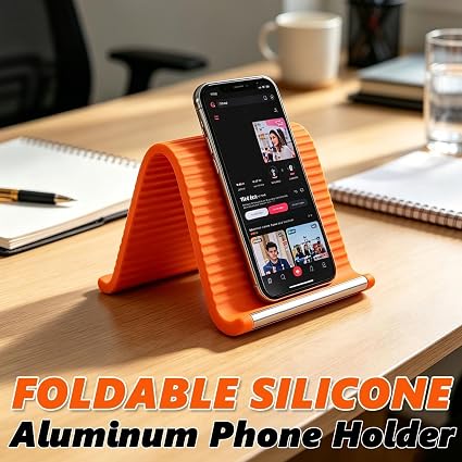Flexible Silicone Phone Stand with Aluminum Core – Adjustable & Foldable Mobile Holder for Desk