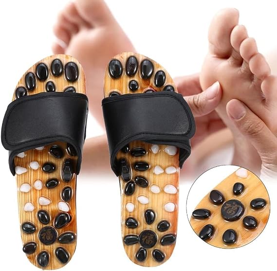 Acupressure Natural Stone Slippers – Reflexology Massage Footwear for Everyday Use