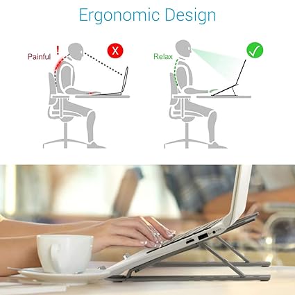 Adjustable Laptop Holder Stand – Foldable Ergonomic Laptop Stand for Desk & Home
