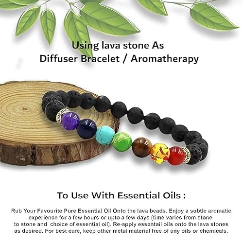 7 Chakra Lava Stone Bracelet – Colorful Chakra Beads Spiritual Bracelet for Men & Women (Pack of 2)