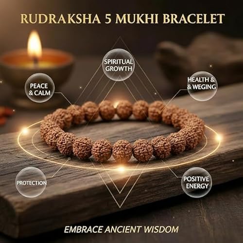 Sacred Rudraksha Bracelet – Traditional Spiritual Beads Bracelet for Men & Women (Pack of 1)