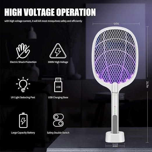 Electric Mosquito Killer Racket – Handheld Rechargeable Fly Swatter Bat for Mosquitoes & Insects (Pack of 1)