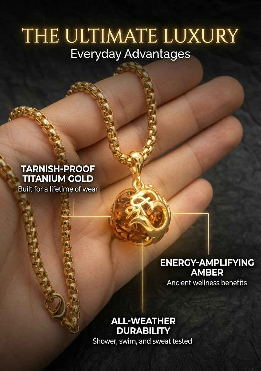 Rudraksha Om Pendant with Chain – Spiritual Religious Necklace for Men & Women (Pack of 1)
