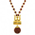 Religious Trishul Damaru Locket – Gold-Plated Cap Spiritual Pendant for Men & Women