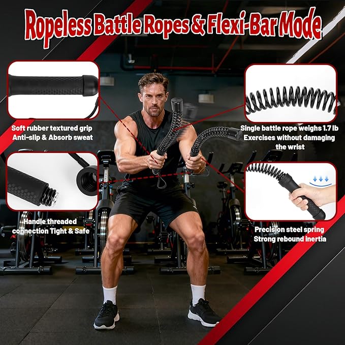 Portable Cordless Battle Ropes – Full Body Resistance Workout Training Equipment