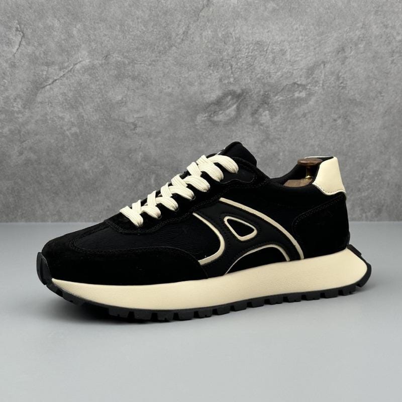 Men’s Black & White Lace-Up Sneakers – Stylish Casual Athletic Shoes for Everyday Wear
