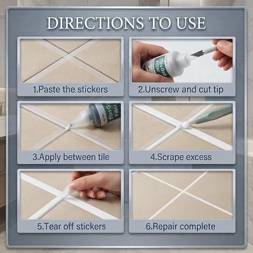 Tile Gap Filler Paste 200ml – Waterproof Tile Joint & Grout Repair Filler for Bathroom, Kitchen & Floor | Pack of 2