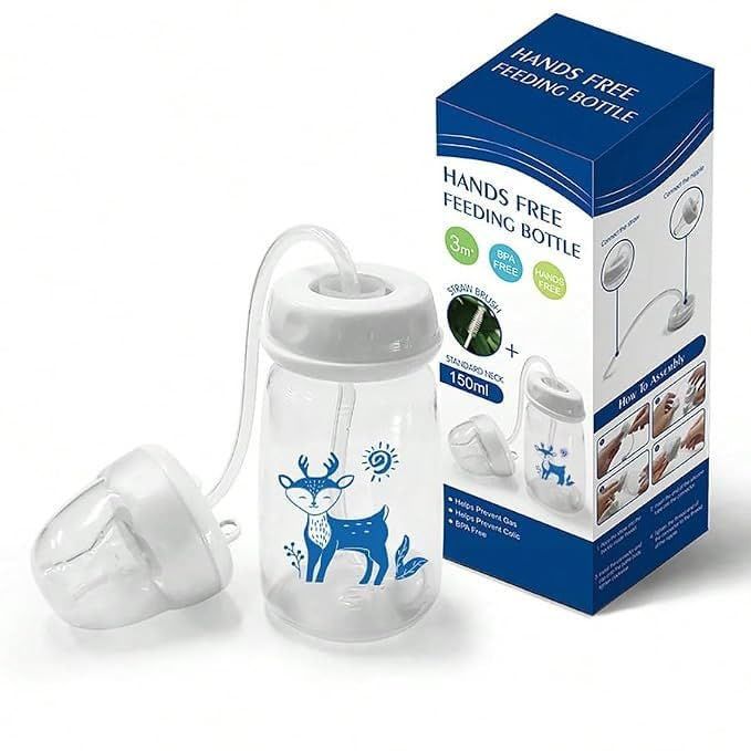 Baby Feeding Bottle with Weighted Straw – Anti-Spill Baby Milk & Water Feeding Bottle with Soft Straw for Infants