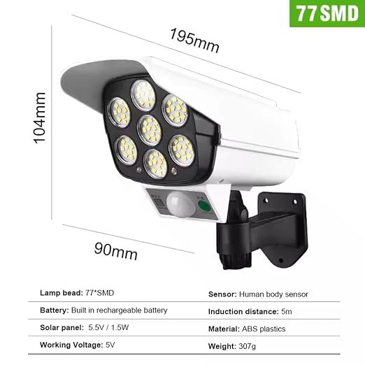 Dummy CCTV Security Camera with LED Light & Motion Sensor – Fake Surveillance Camera for Security Deterrence