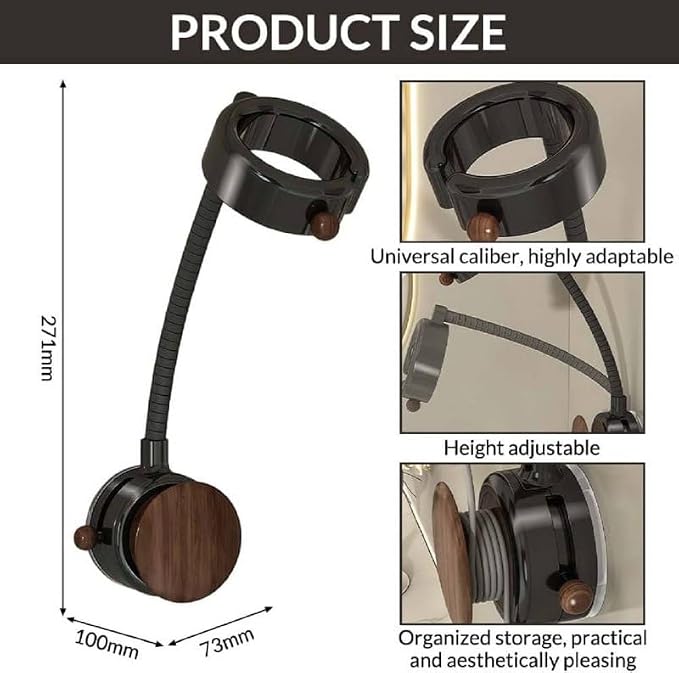 Hands-Free Hair Dryer Holder – Wall-Mounted Hair Dryer Stand & Storage Organizer