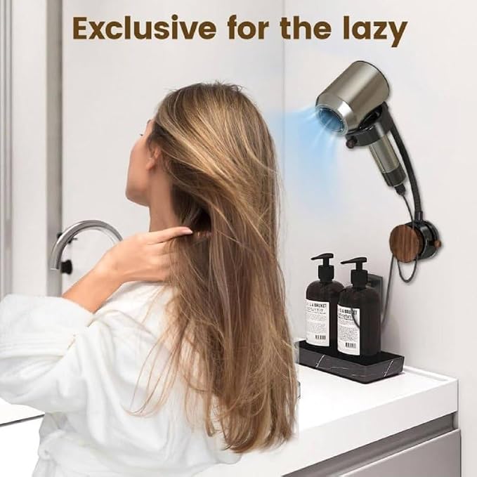 Hands-Free Hair Dryer Holder – Wall-Mounted Hair Dryer Stand & Storage Organizer
