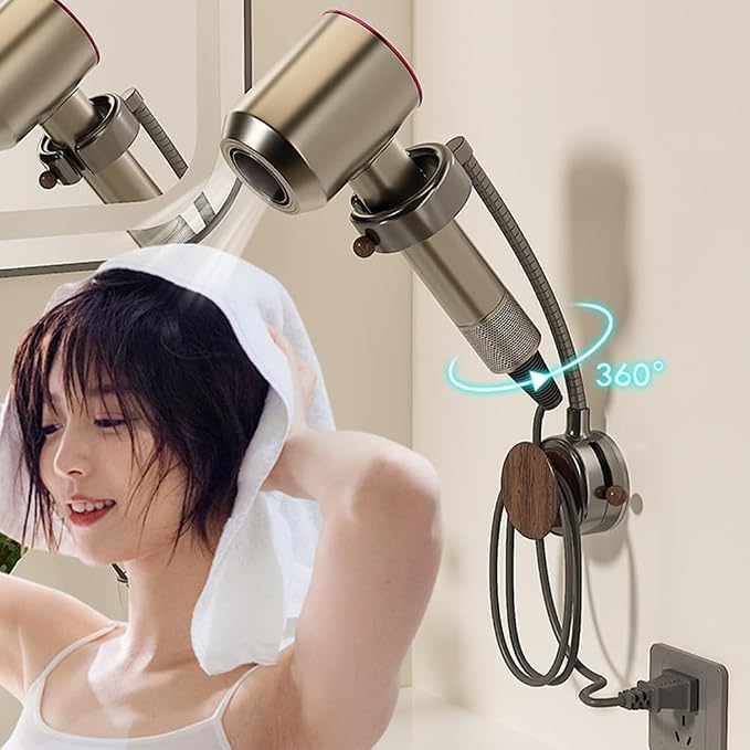 Hands-Free Hair Dryer Holder – Wall-Mounted Hair Dryer Stand & Storage Organizer