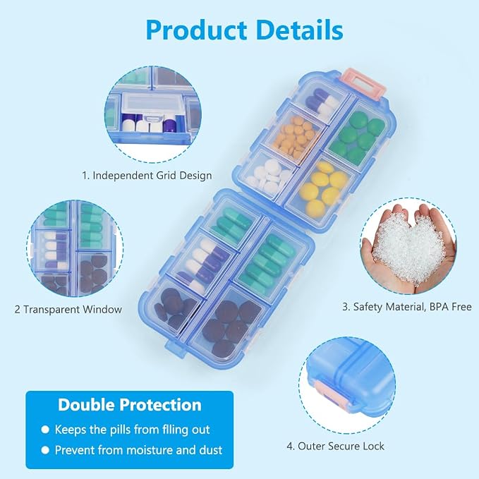 AI Pill Organizer – 10-Compartment Medicine & Supplement Storage Box | Pack of 1