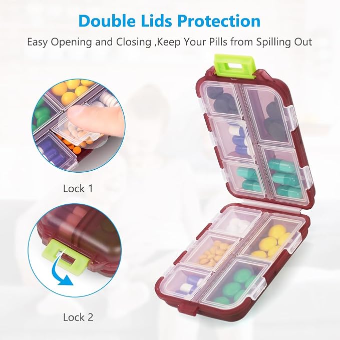 AI Pill Organizer – 10-Compartment Medicine & Supplement Storage Box | Pack of 1
