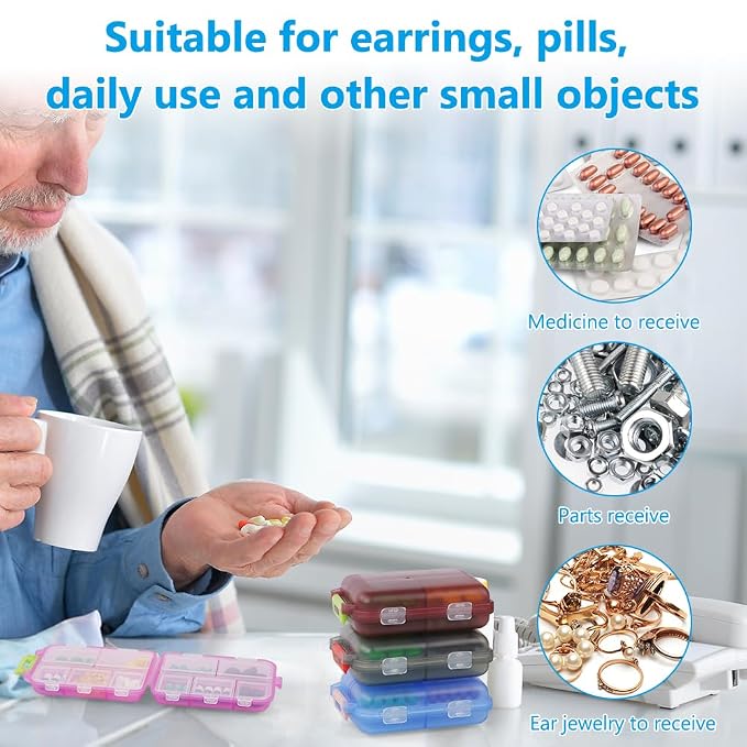 AI Pill Organizer – 10-Compartment Medicine & Supplement Storage Box | Pack of 1