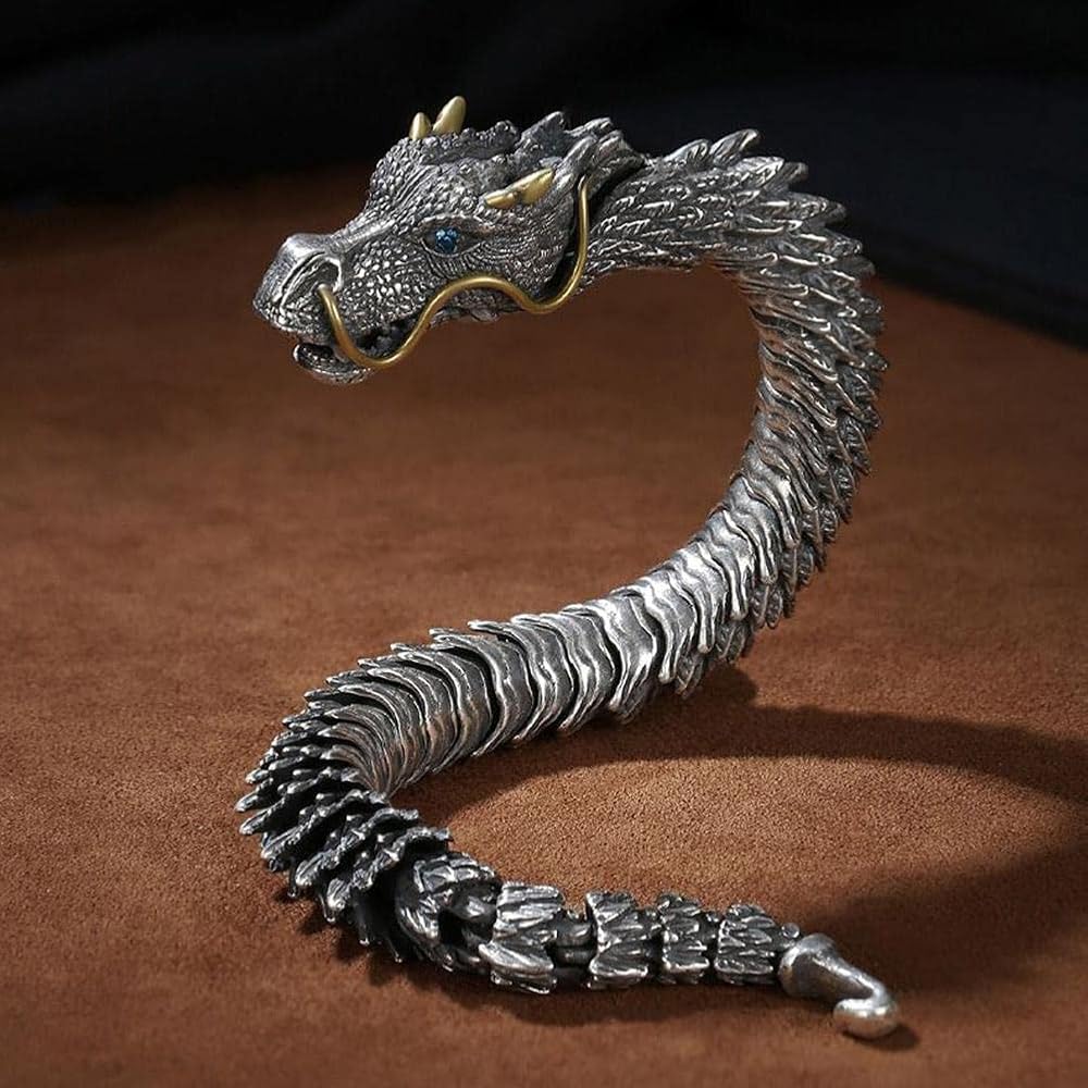 Vintage Punk Dragon Bracelet for Men – Gothic Dragon Design Adjustable Fashion Wristband | Stylish Accessory