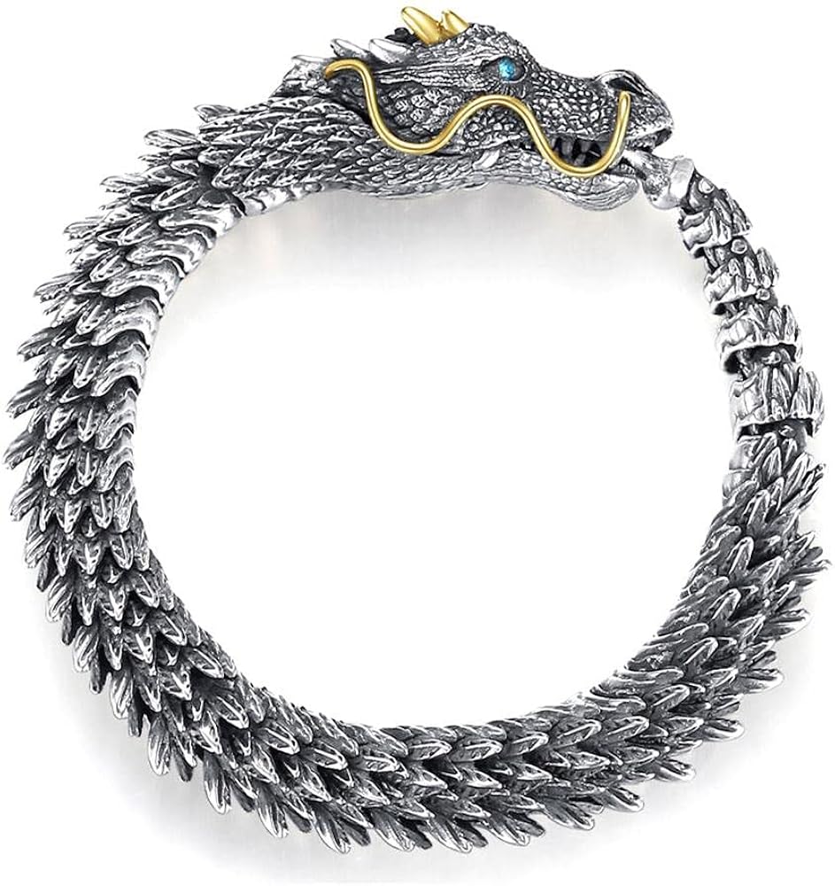 Vintage Punk Dragon Bracelet for Men – Gothic Dragon Design Adjustable Fashion Wristband | Stylish Accessory