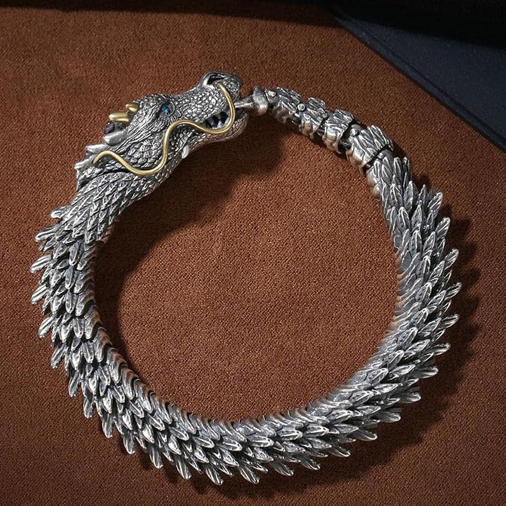 Vintage Punk Dragon Bracelet for Men – Gothic Dragon Design Adjustable Fashion Wristband | Stylish Accessory