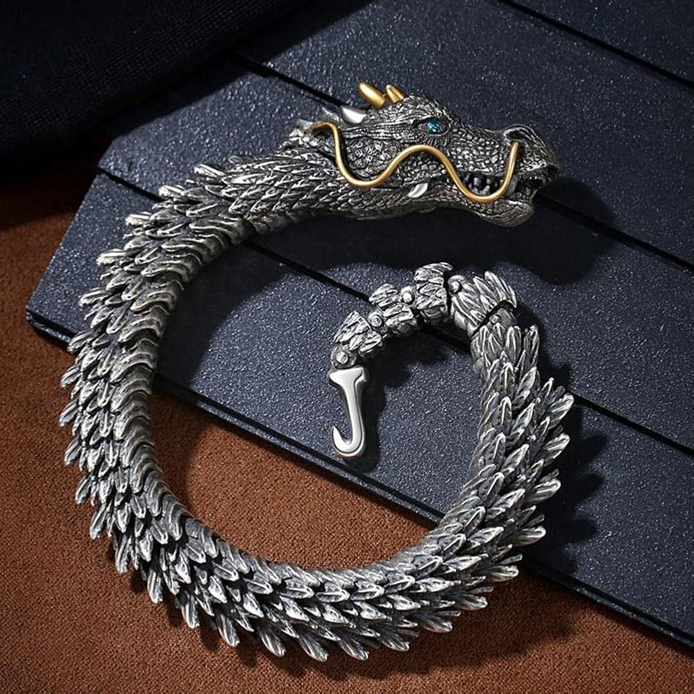 Vintage Punk Dragon Bracelet for Men – Gothic Dragon Design Adjustable Fashion Wristband | Stylish Accessory